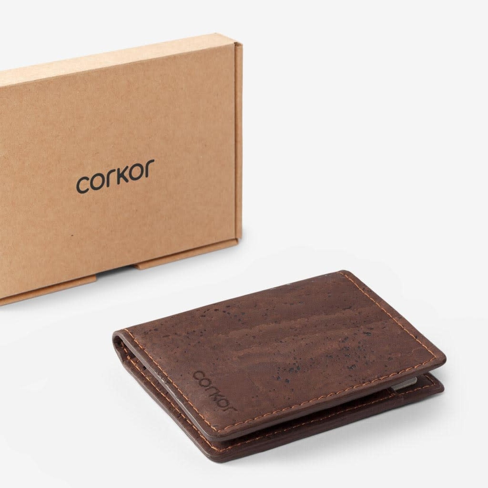 Corkor Cork Minimalist Bi-fold Wallet - Brown