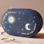 Lisa Angel Sun and Moon Embroidered Oval Jewelry Case
