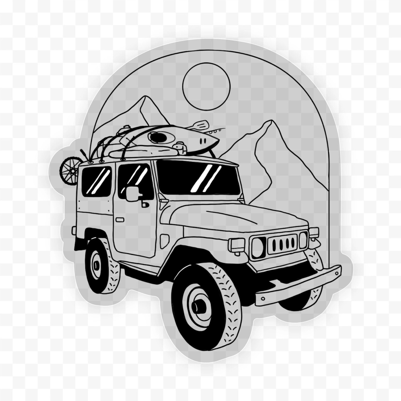 Big Moods Camping Jeep Clear - Sticker