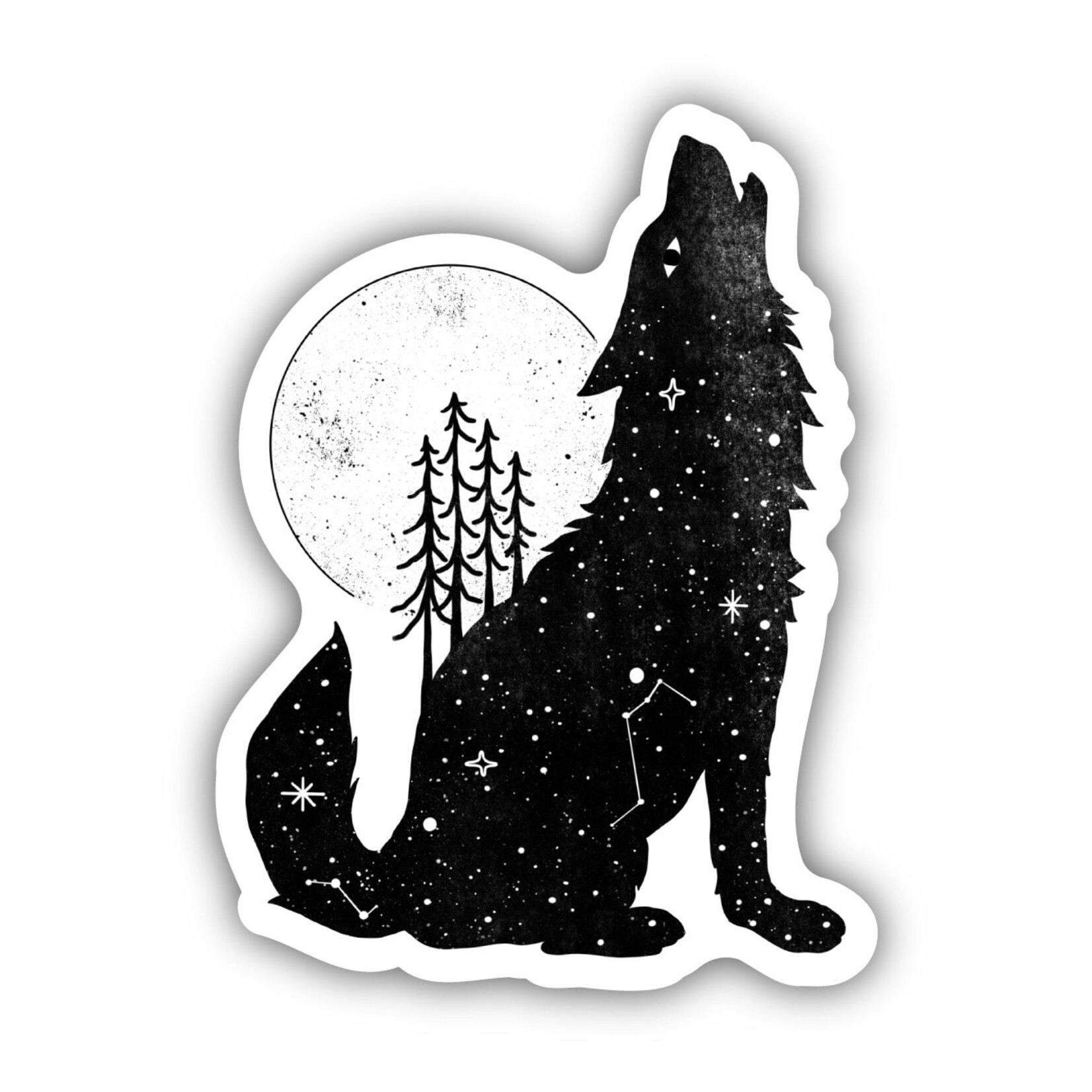 Big Moods Howling Wolf and Moon - Sticker