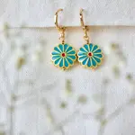Turquoise Flower Huggie Earrings