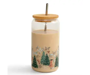 Beer Can Glass w/ Bamboo Lid - Winter Fox - Cleo + Kin