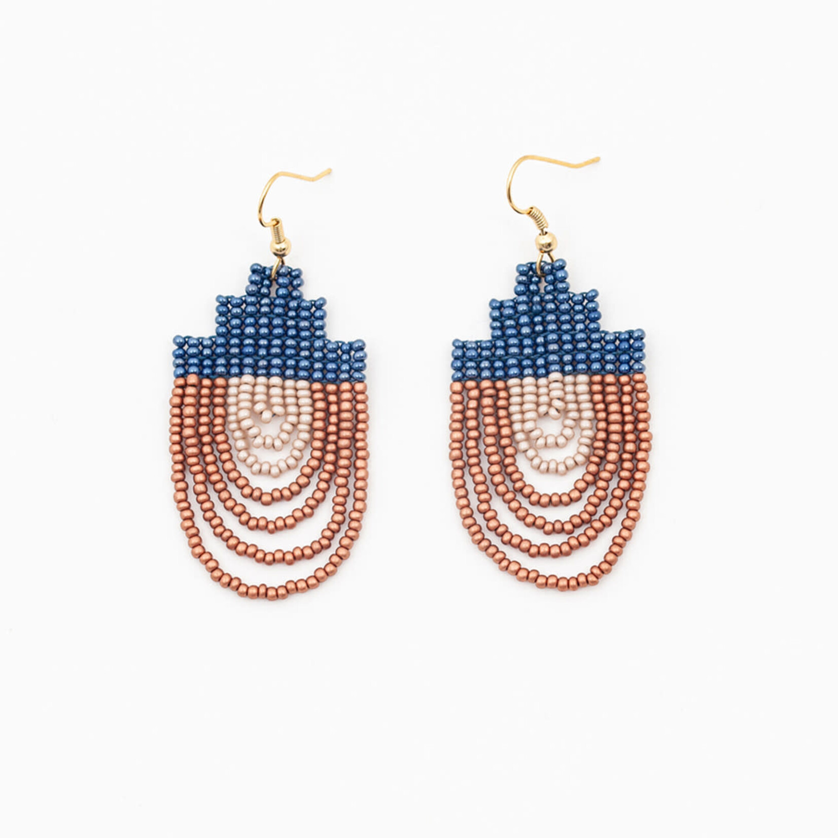 Altiplano Mayan Pyramid Beaded Earrings-Multi Bronze