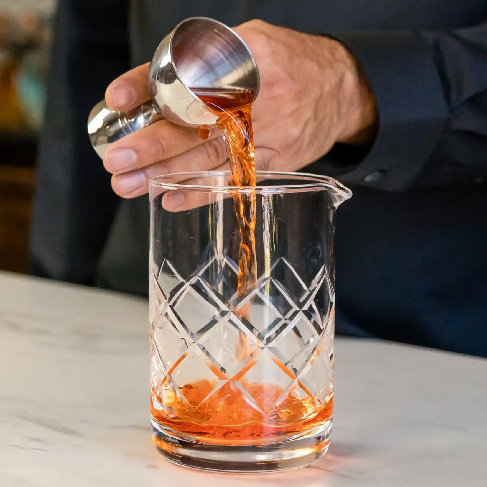 A Bar Above Cocktail Mixing Glass