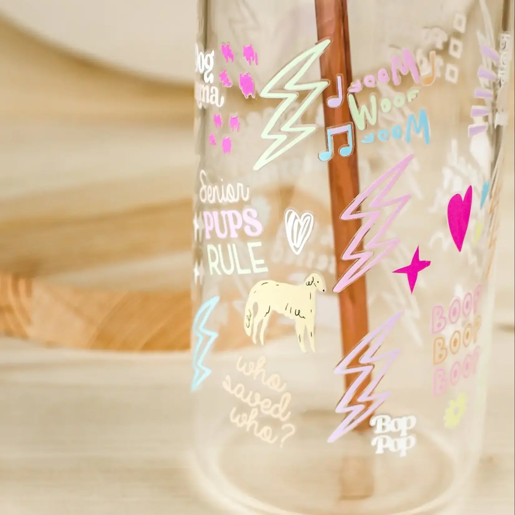 Bop Pop Pets Dog Obsessed Beer Can Glass