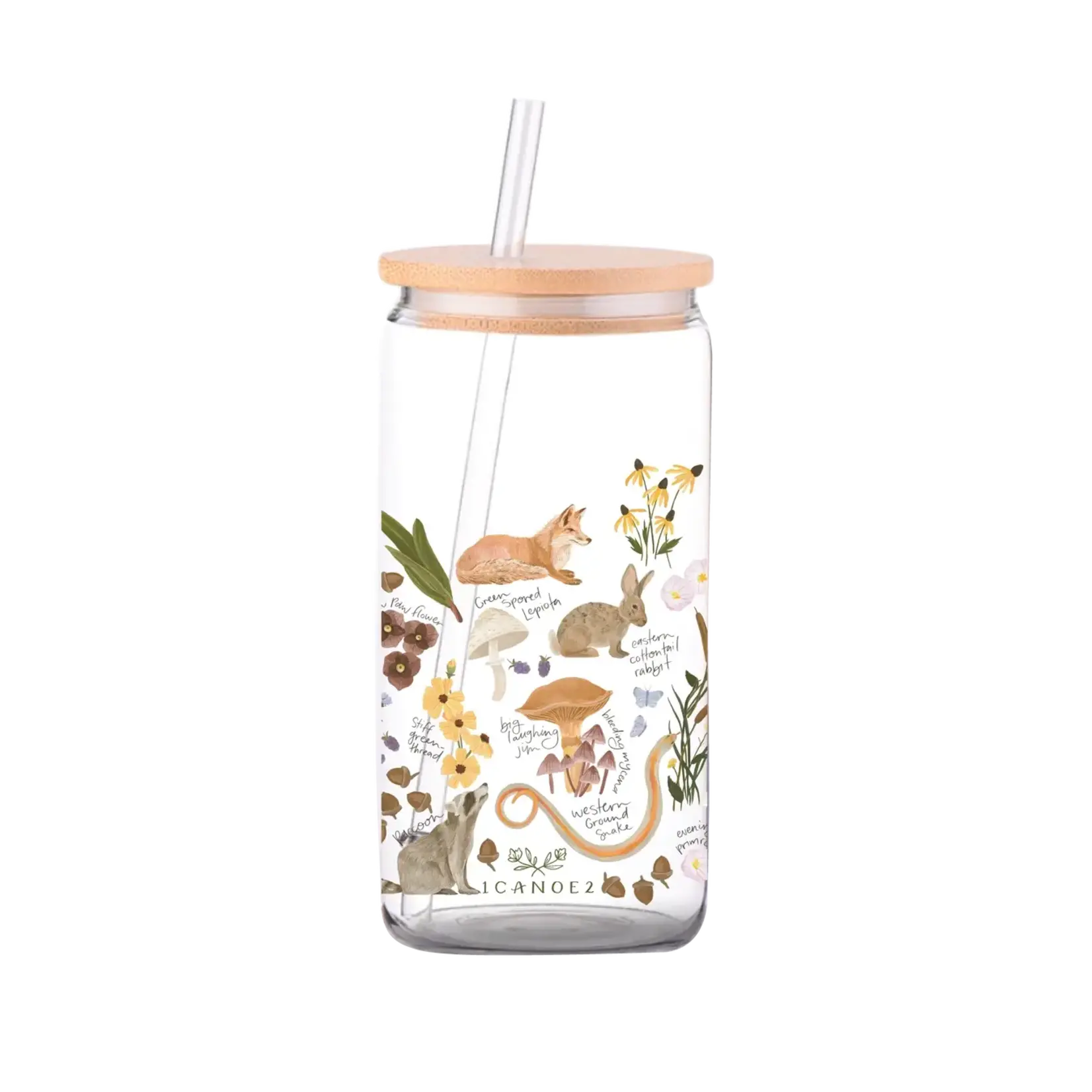 Beer Can Glass w/ Bamboo Lid - Flora & Fauna
