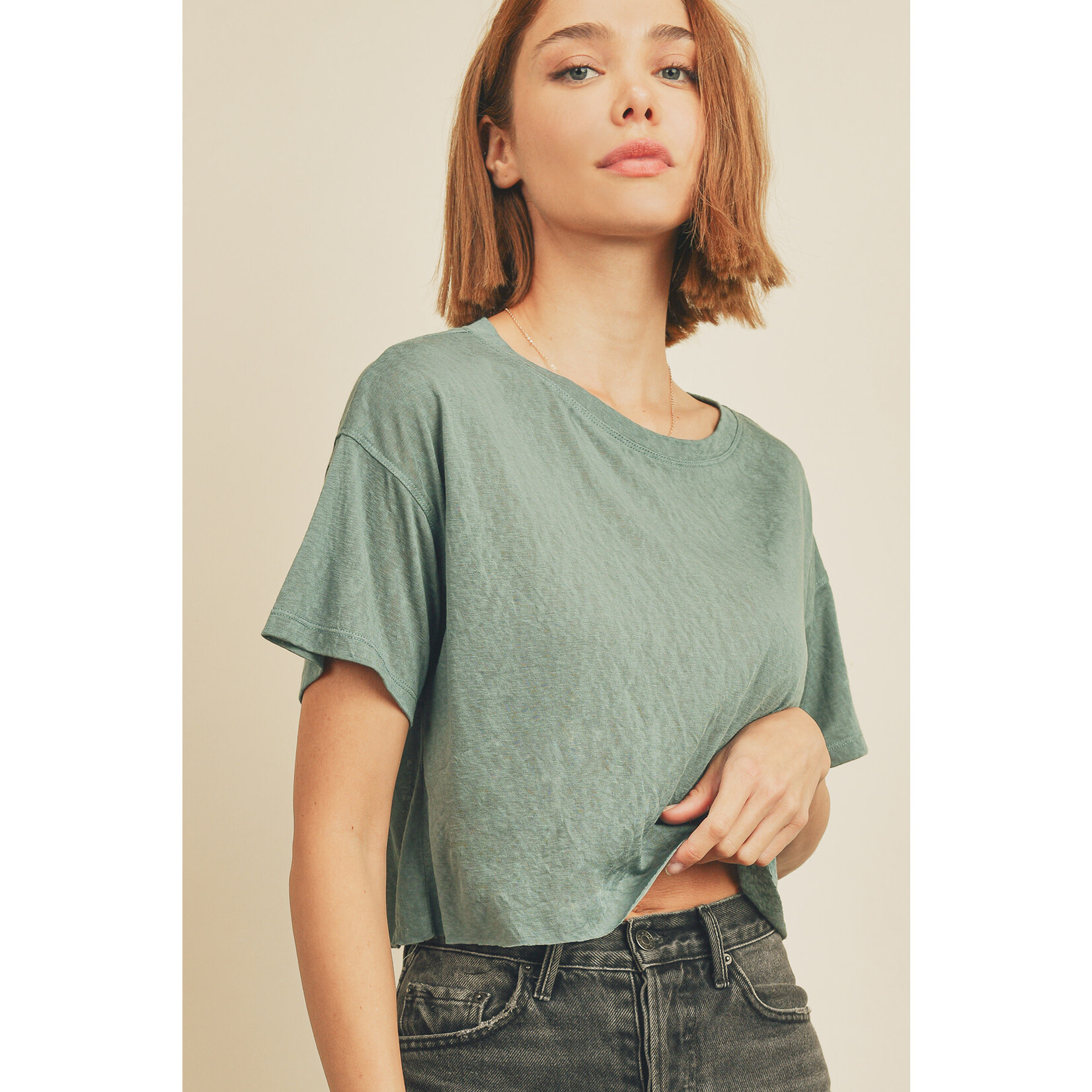 Rylee Cropped Raw Hem Tee