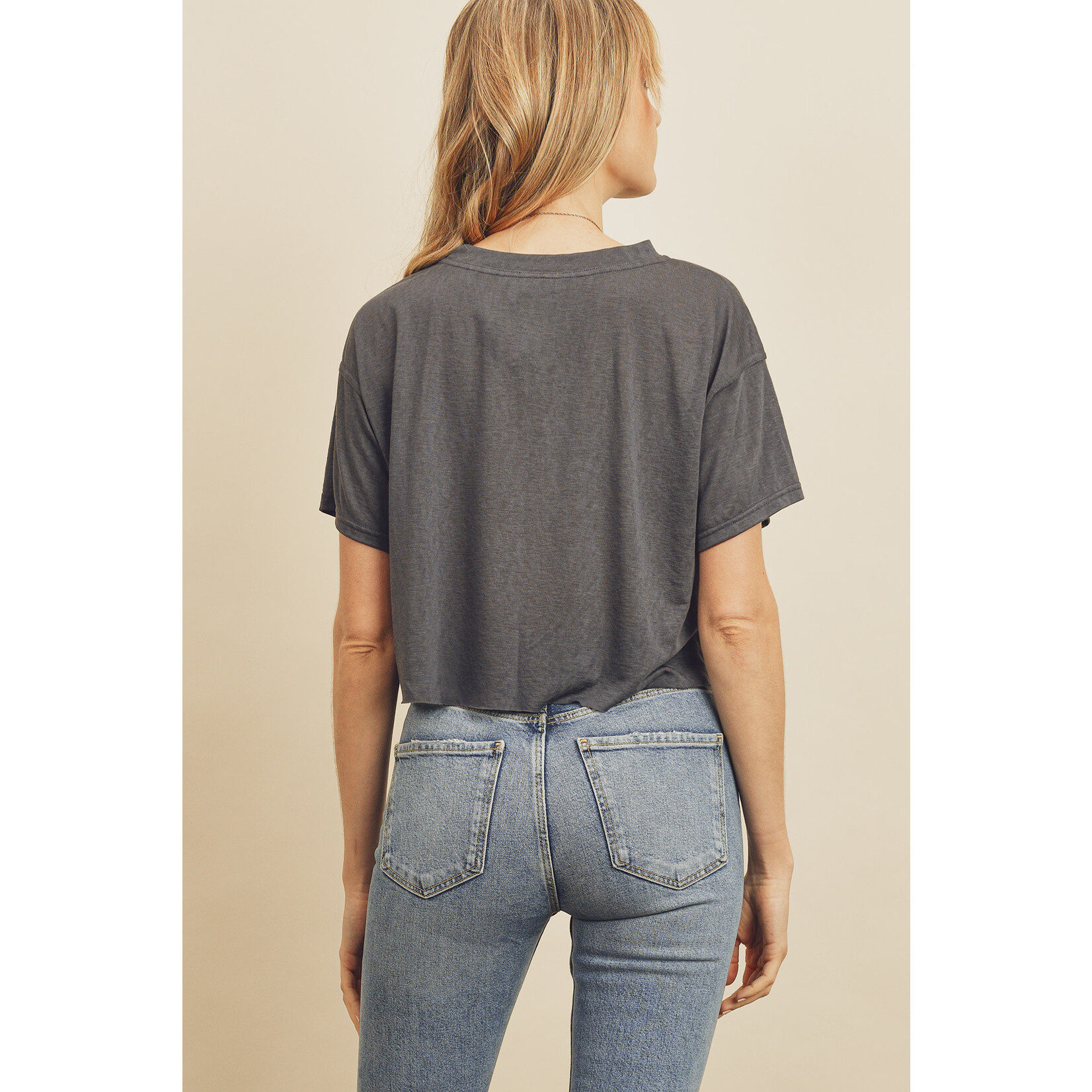 Rylee Cropped Raw Hem Tee