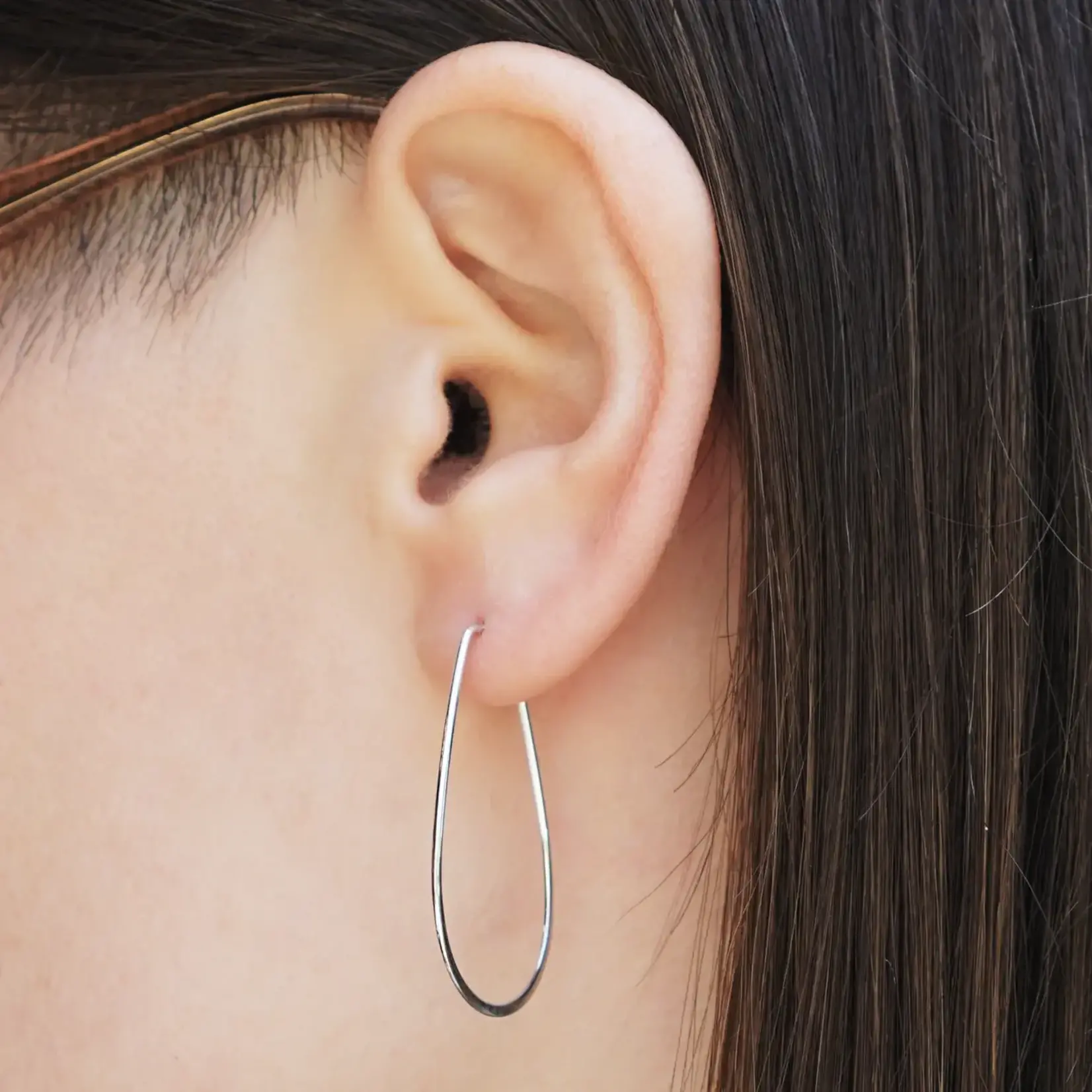 Nina Designs Teardrop Hoop Earrings - Sterling Silver