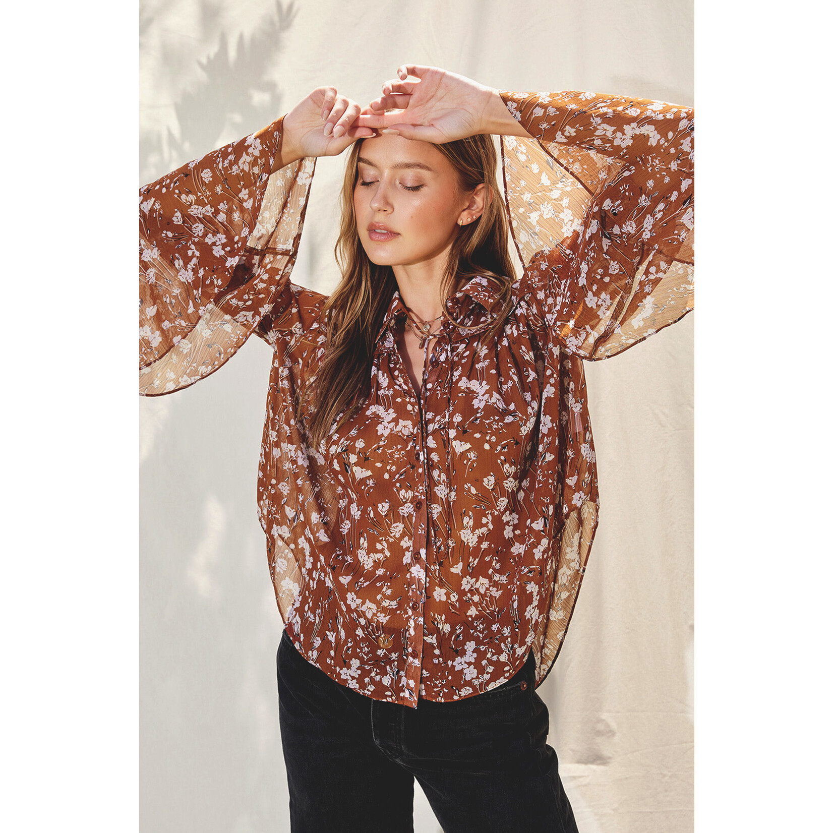 Mandy Floral Bell Sleeve Button Down