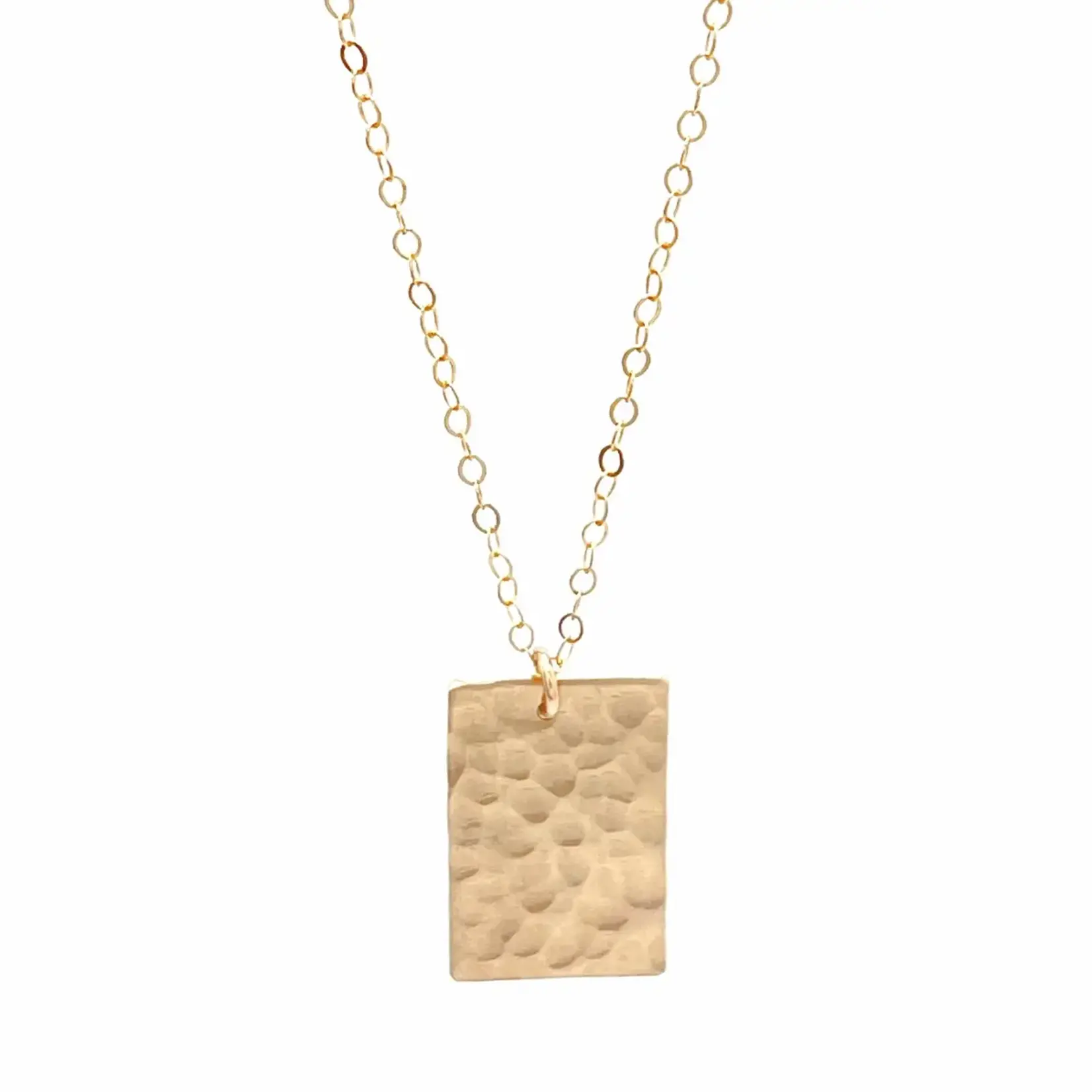 Barberry & Lace 14k Gold Filled Hammered Rectangle Necklace