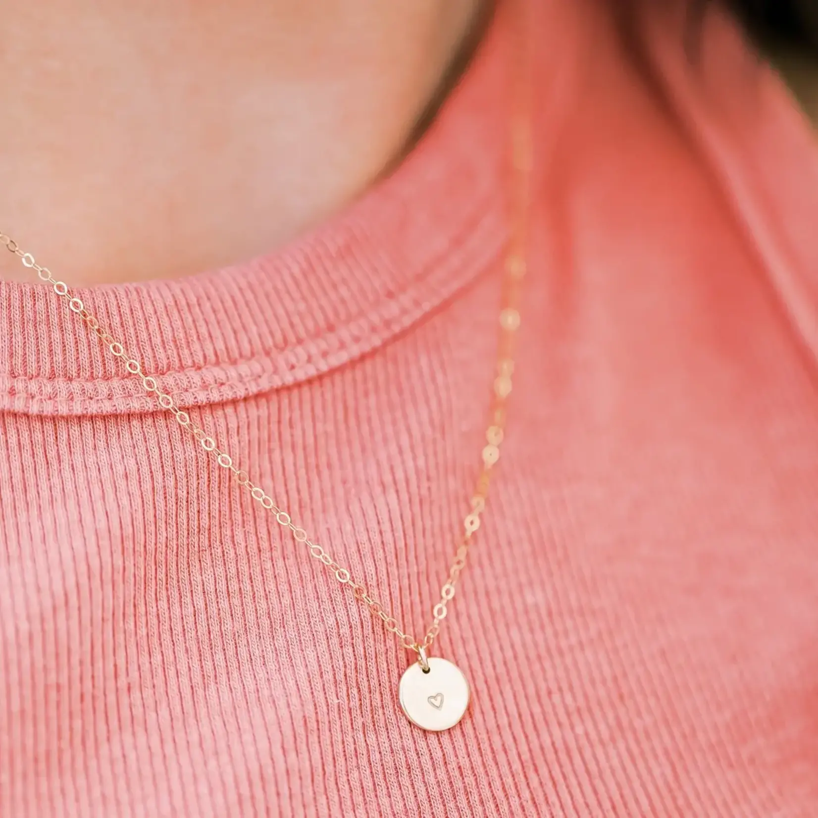 Barberry & Lace 14k Gold Filled Heart Disc Necklace