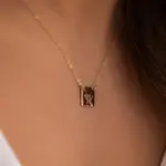 Barberry & Lace 14k Gold Fill Honey Bee Square Necklace
