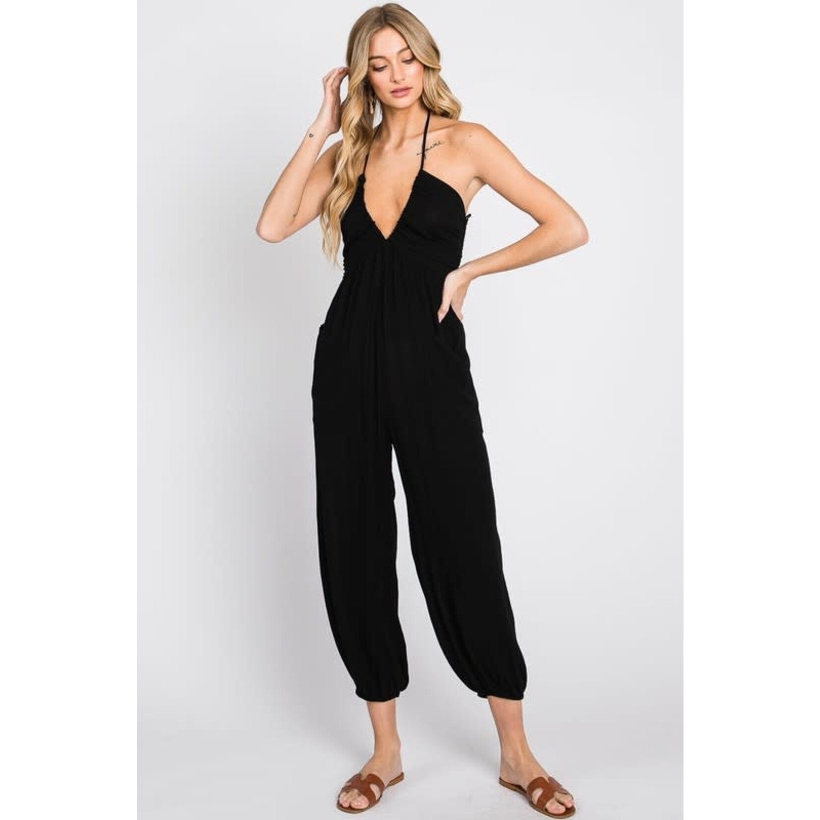 Final Touch Jada Open Back Jogger Jumpsuit