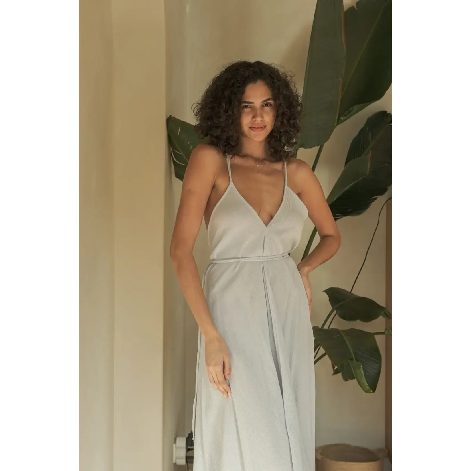 The Handloom Sage Turkish Cotton Maxi Dress - One Size