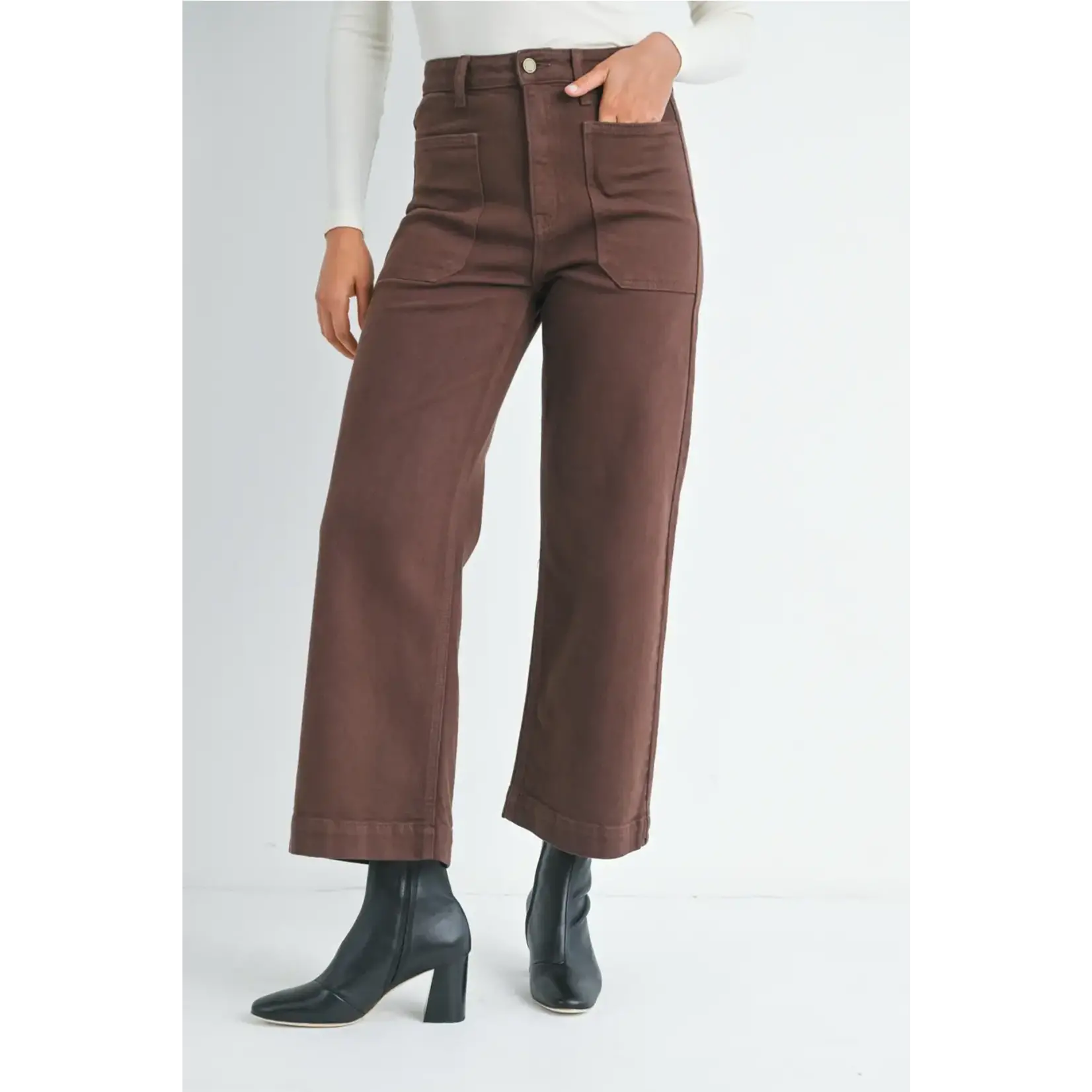 Just USA Lulu Wide Leg Utility Denim - Coffee