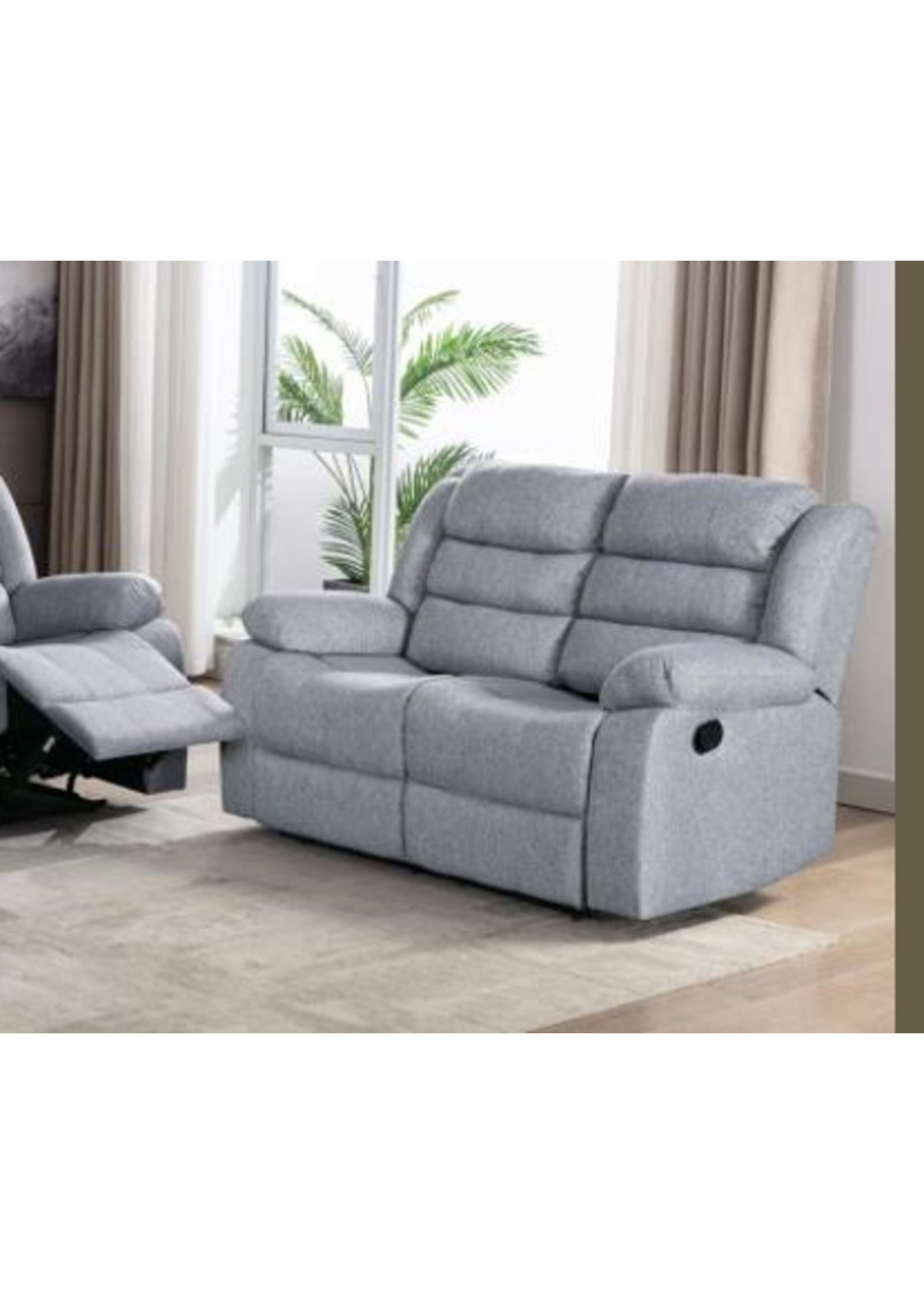 Millet Reclining Loveseat Fabric Light Grey Manual
