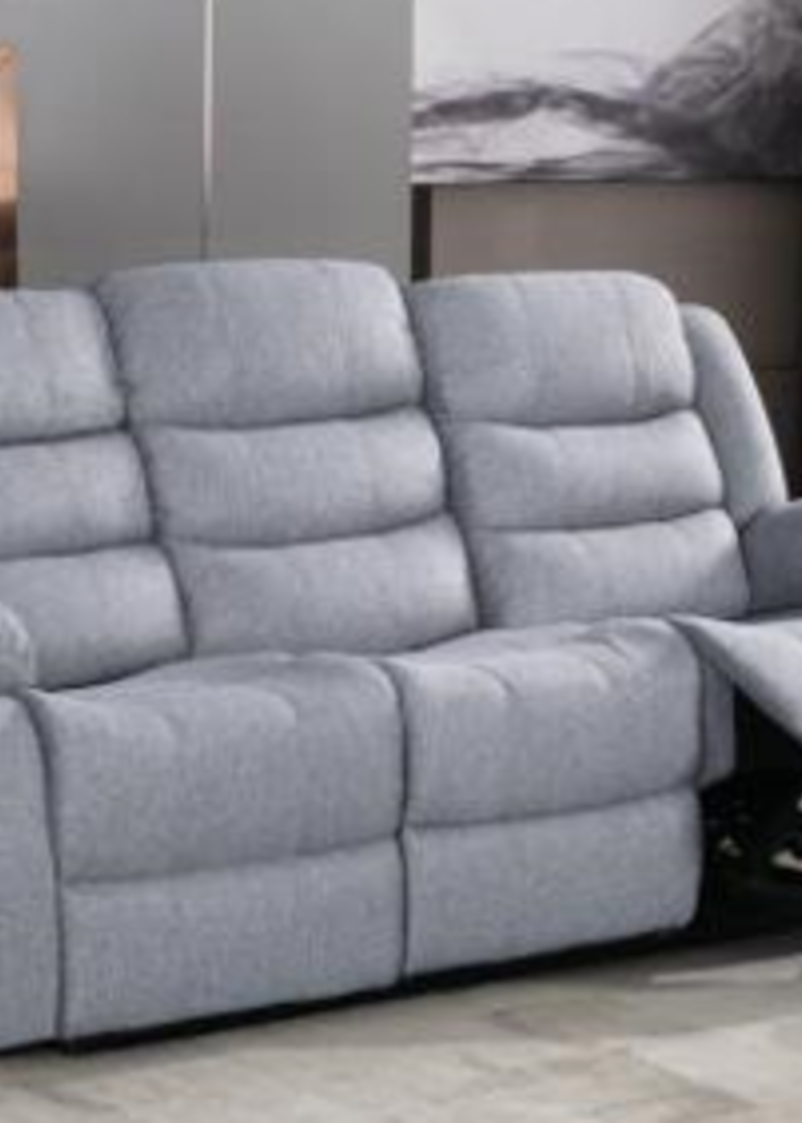 Millet Reclining Sofa Fabric  Light Grey Manual