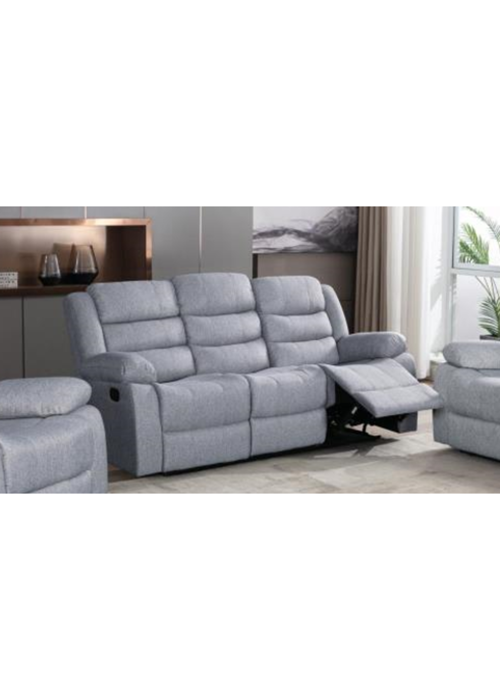 Millet Reclining Sofa Fabric  Light Grey Manual