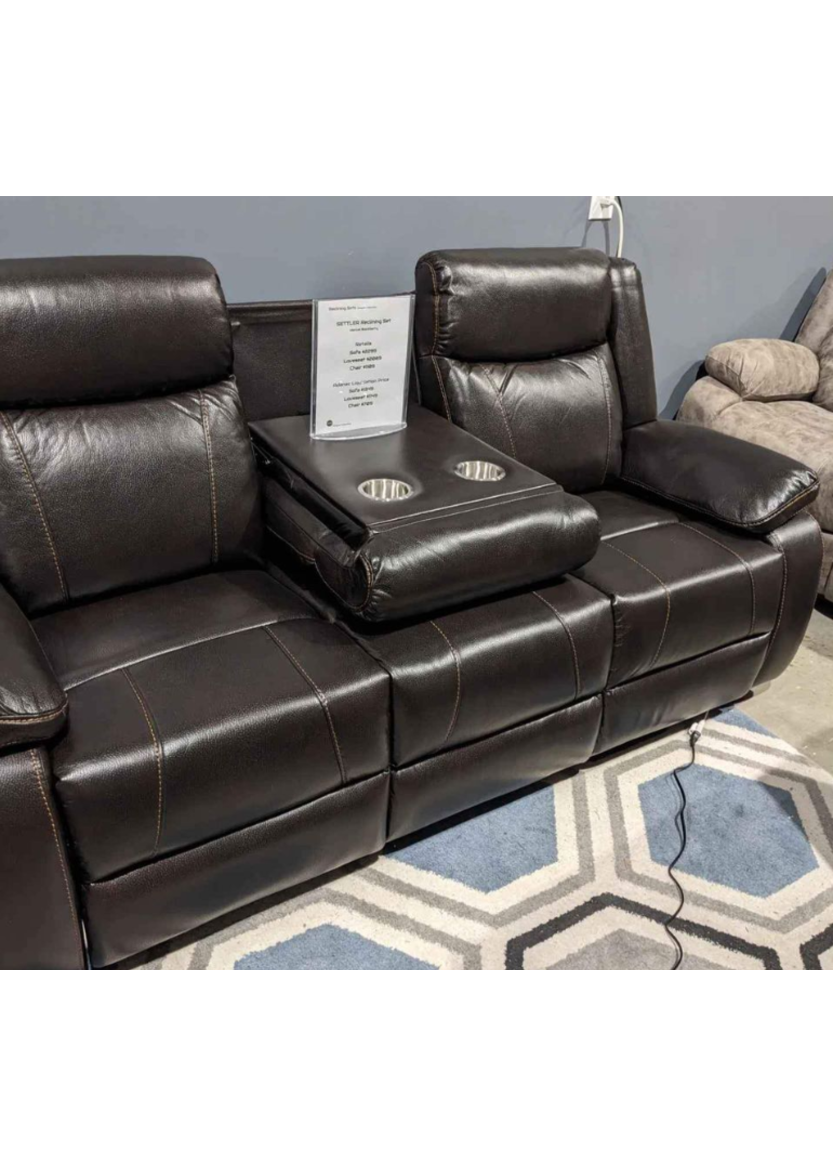 Settler Reclining  Sofa with drop down Console Blackberry