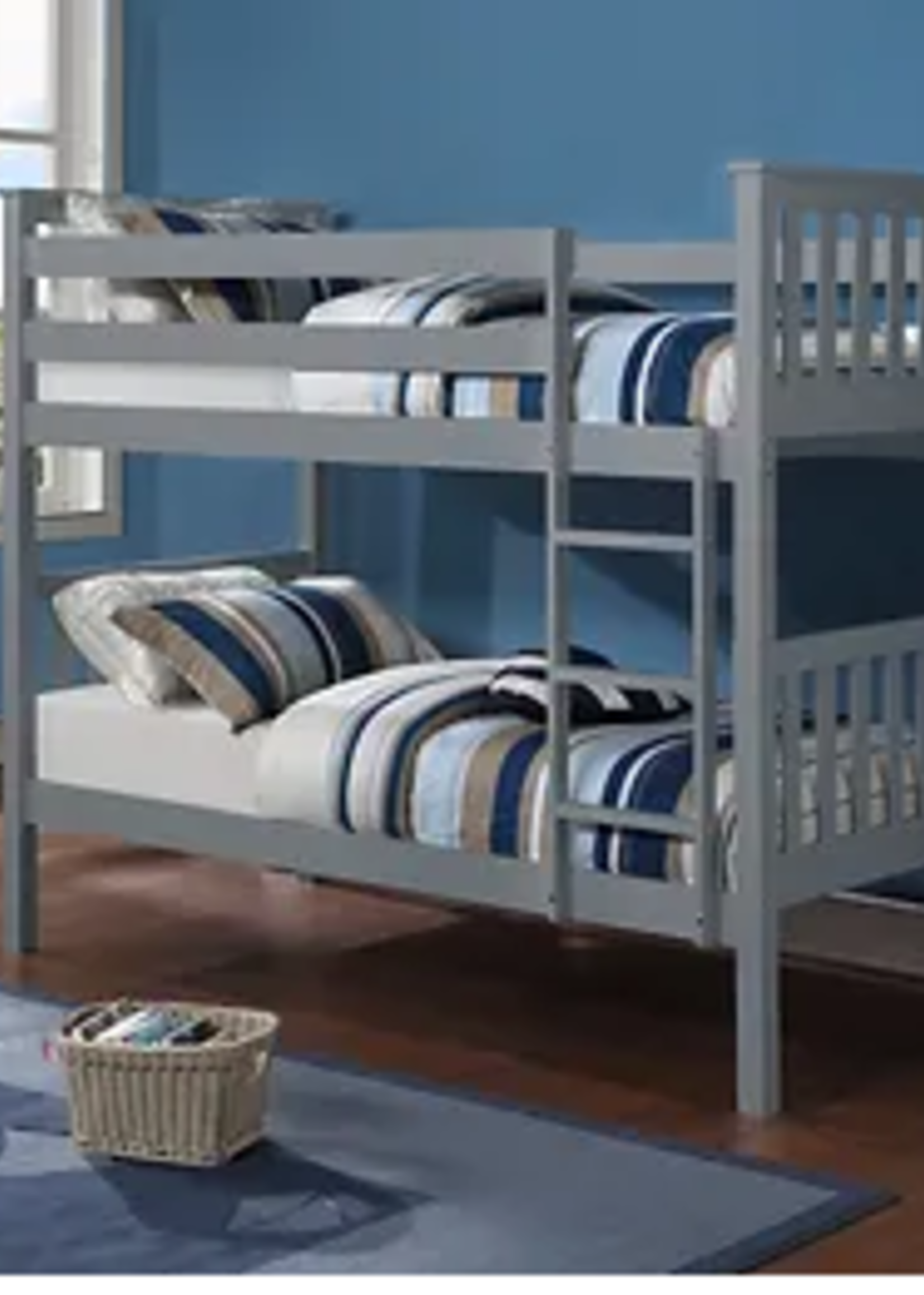 The Nanaimo Twin Over Twin Bunk Bed Grey Converts into Two Twin Beds