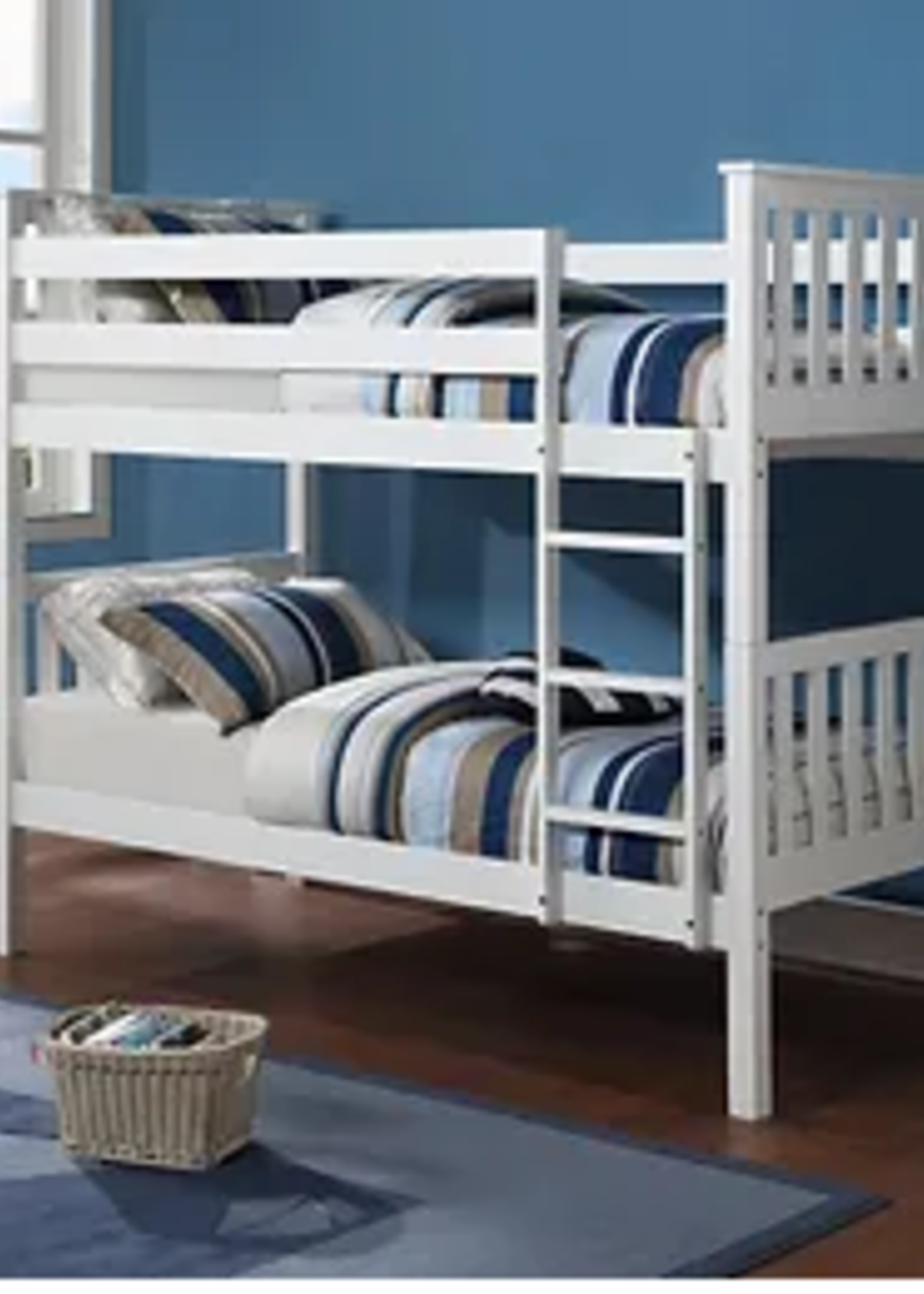 The Nanaimo Twin over Twin Bunk Bed White Converts into two twin Beds