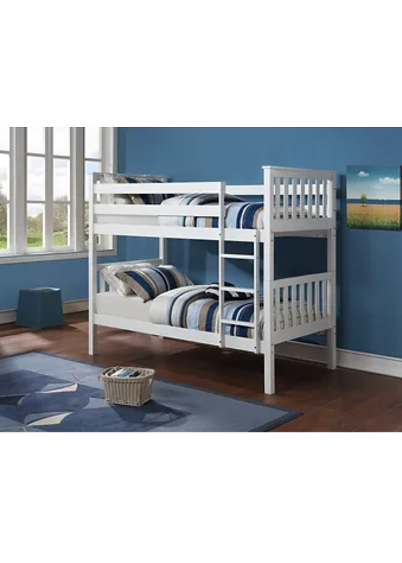The Nanaimo Twin over Twin Bunk Bed White Converts into two twin Beds