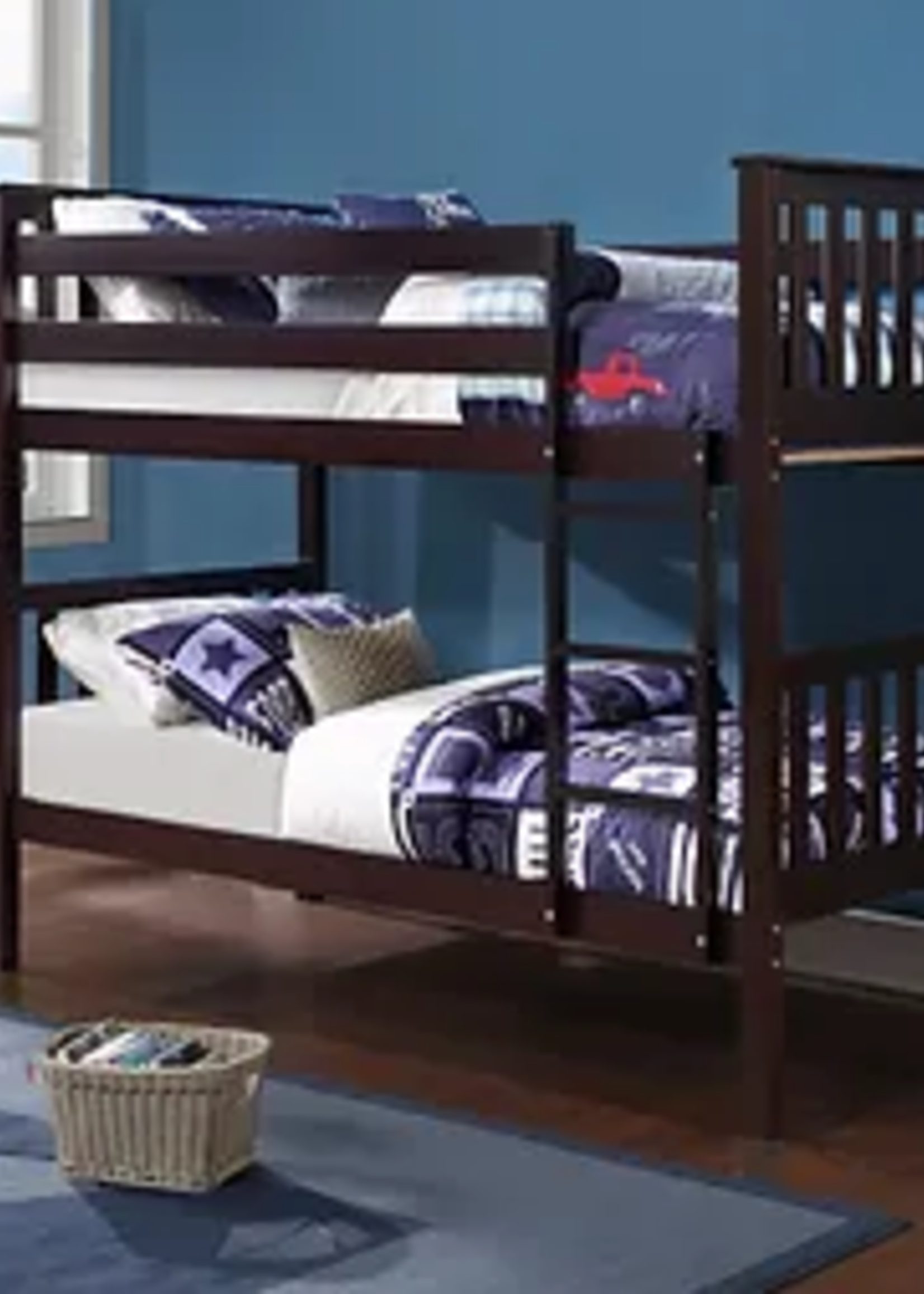 The Nanaimo Twin Over Twin Bunk bed Espresso Converts into two twin beds