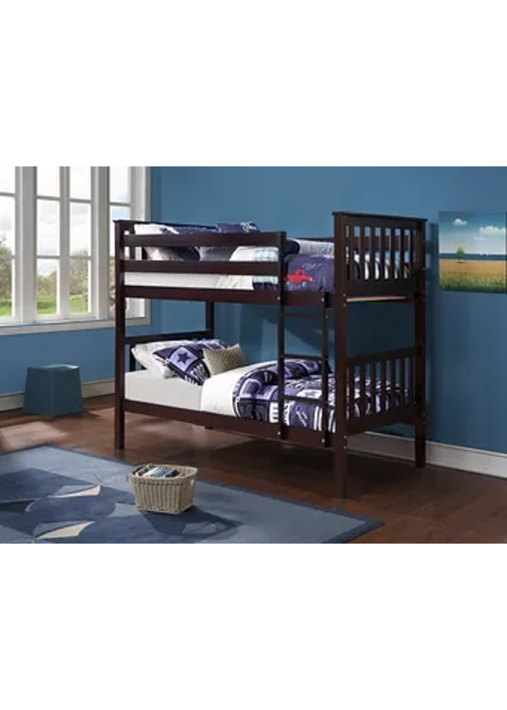 The Nanaimo Twin Over Twin Bunk bed Espresso Converts into two twin beds