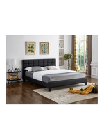 The Duncan Double Black PU Bed with Padded Headboard