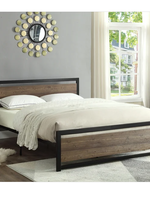 The Alberni Queen Wood Panel Bed with Steel Frame