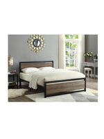 The Alberni Single Wood Panel Bed with Steel Frame