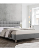 The Sooke Double Grey Upholstered Bed with Chrome Legs