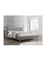 The Sooke Double Grey Upholstered Bed with Chrome Legs