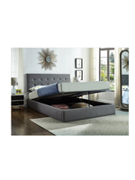 The Shawnigan Single Storage Bed Grey fabric with Hydraulic Lift