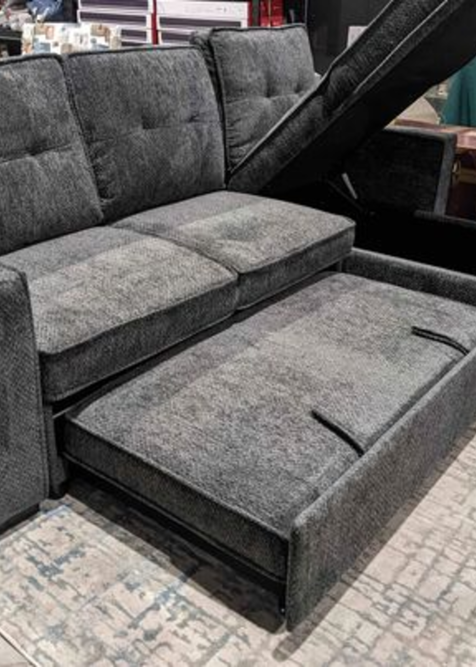 Carlton Reversible Sectional 89" by 58" Storage in chaise