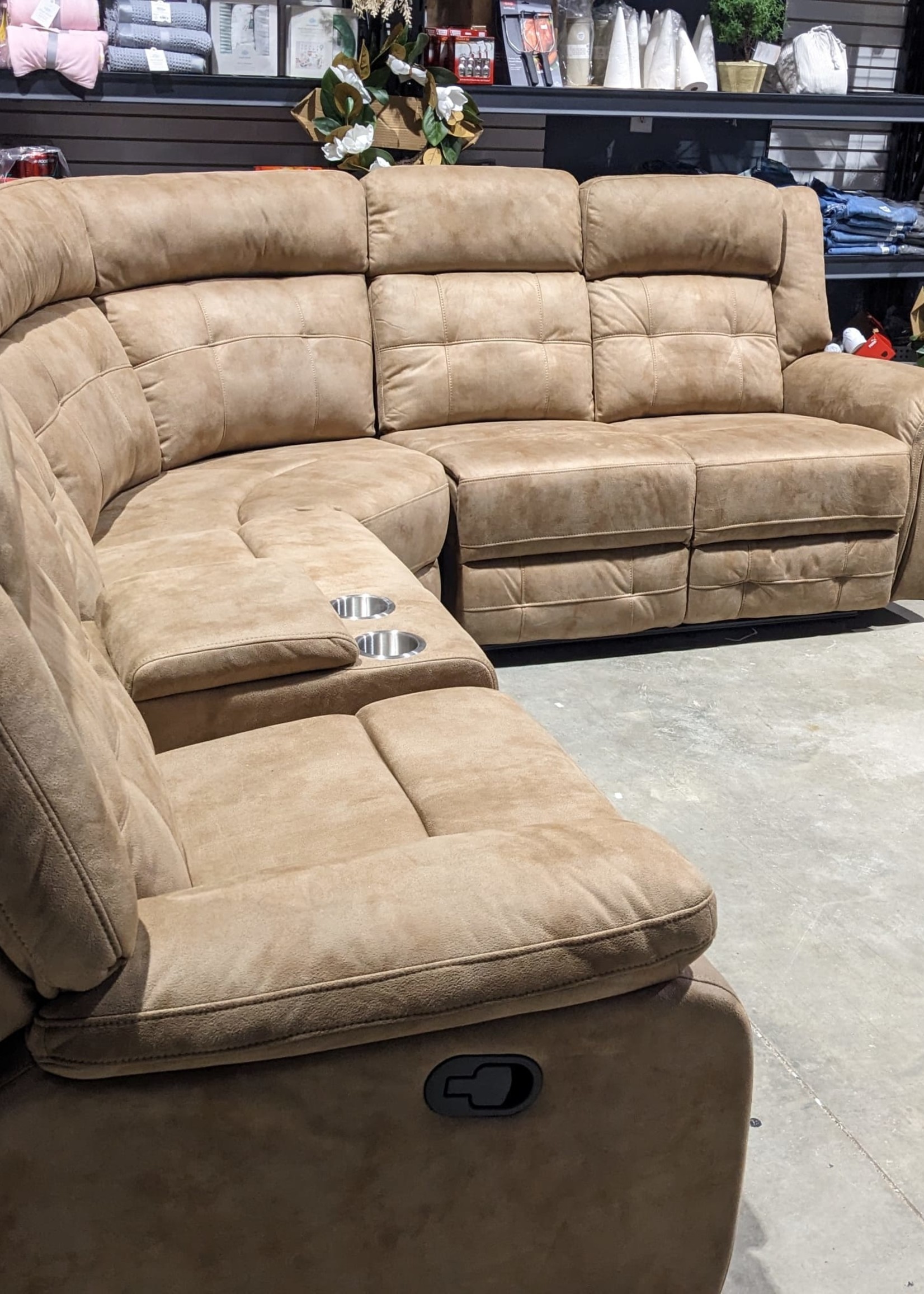 Capo Theatre Reclining Sectional with Console Tan Color