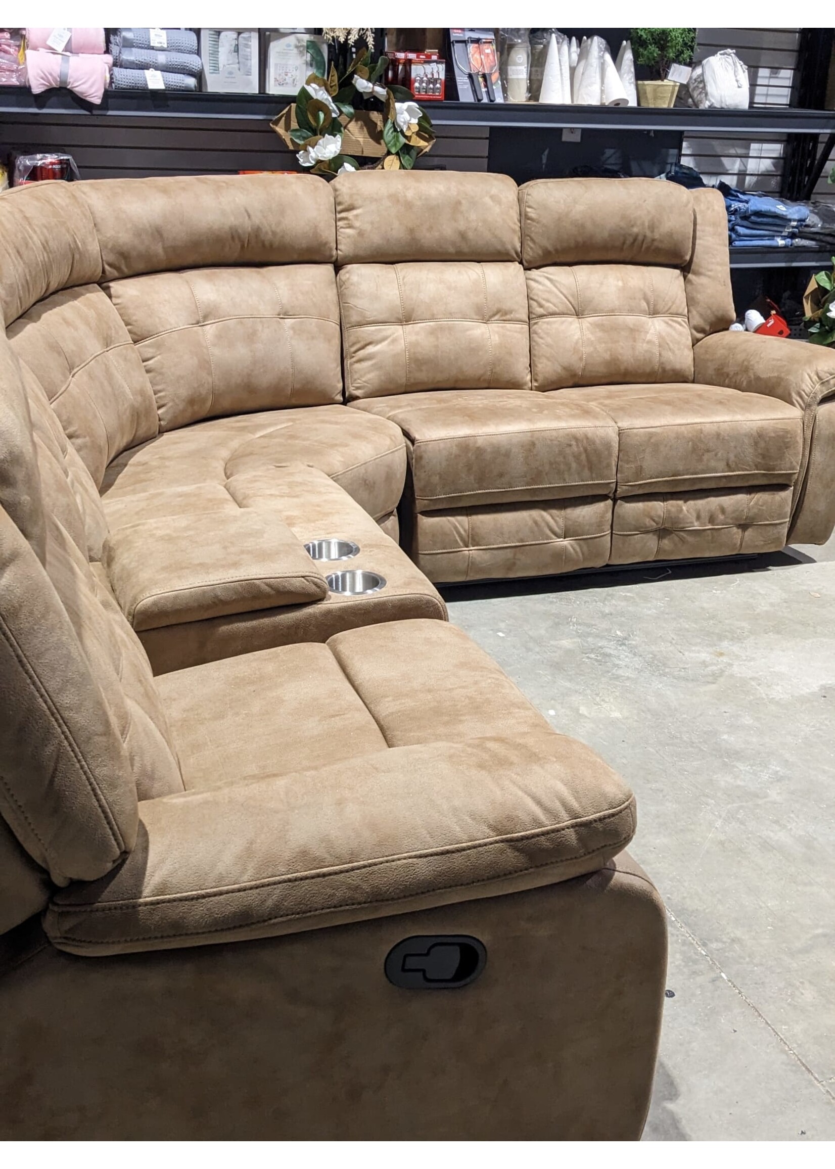 Capo  Theatre Reclining Sectional with Console Tan Color