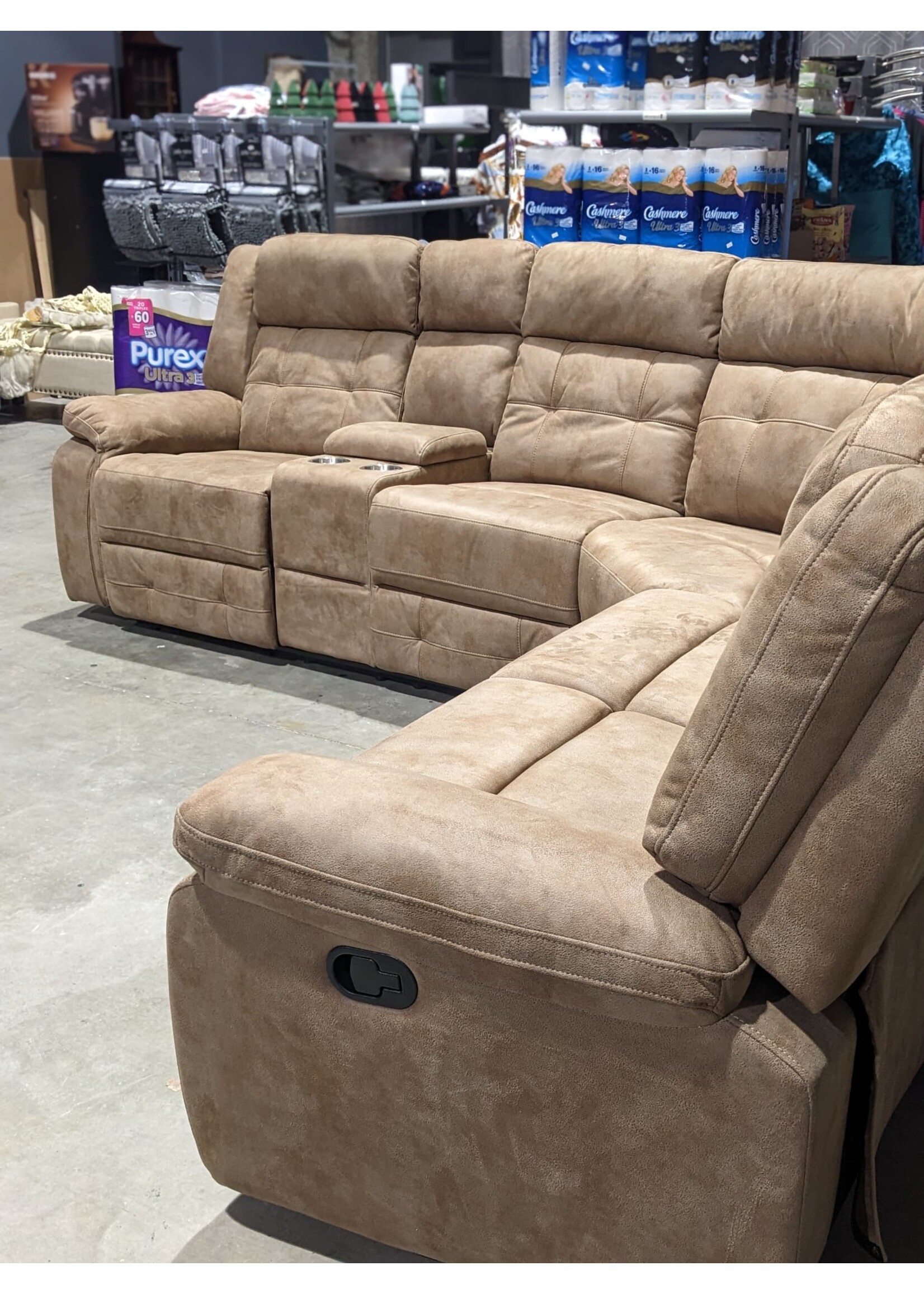 Capo  Theatre Reclining Sectional with Console Tan Color