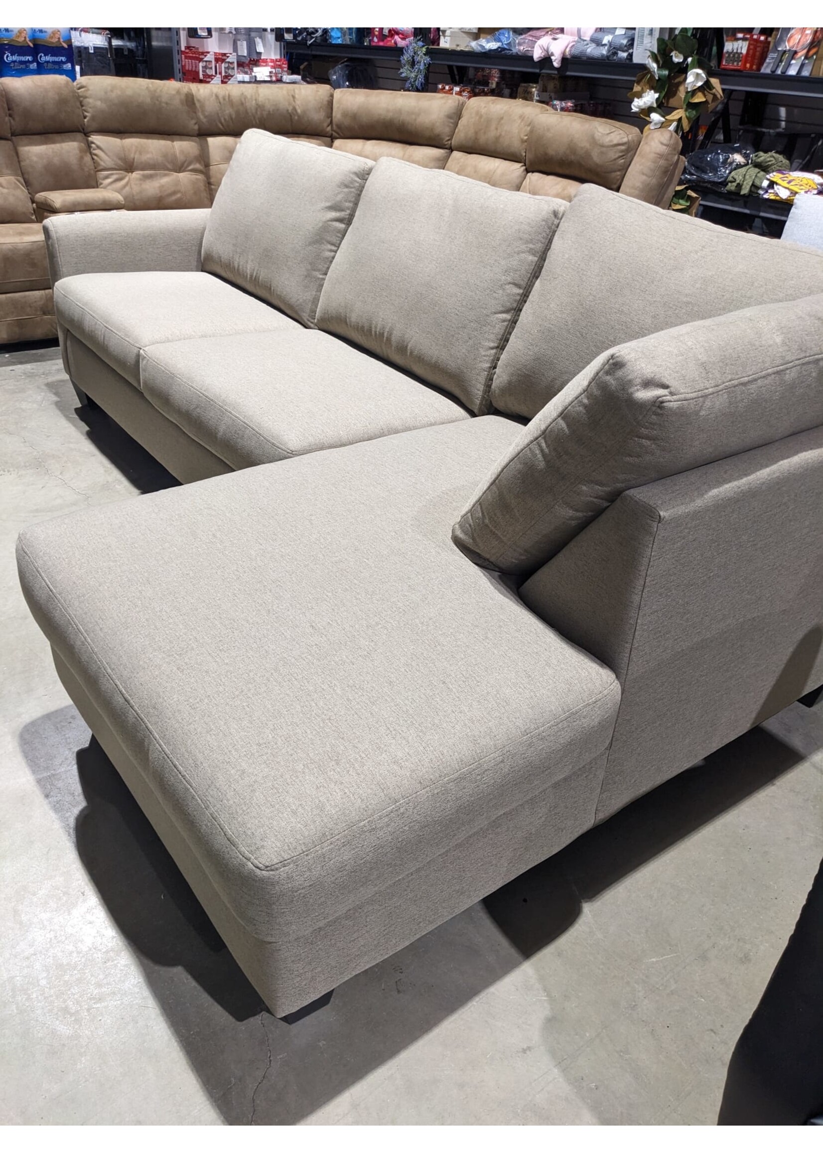 The Morinville 2 piece Sectional. Tan Color. 105x60. Made in Calgary