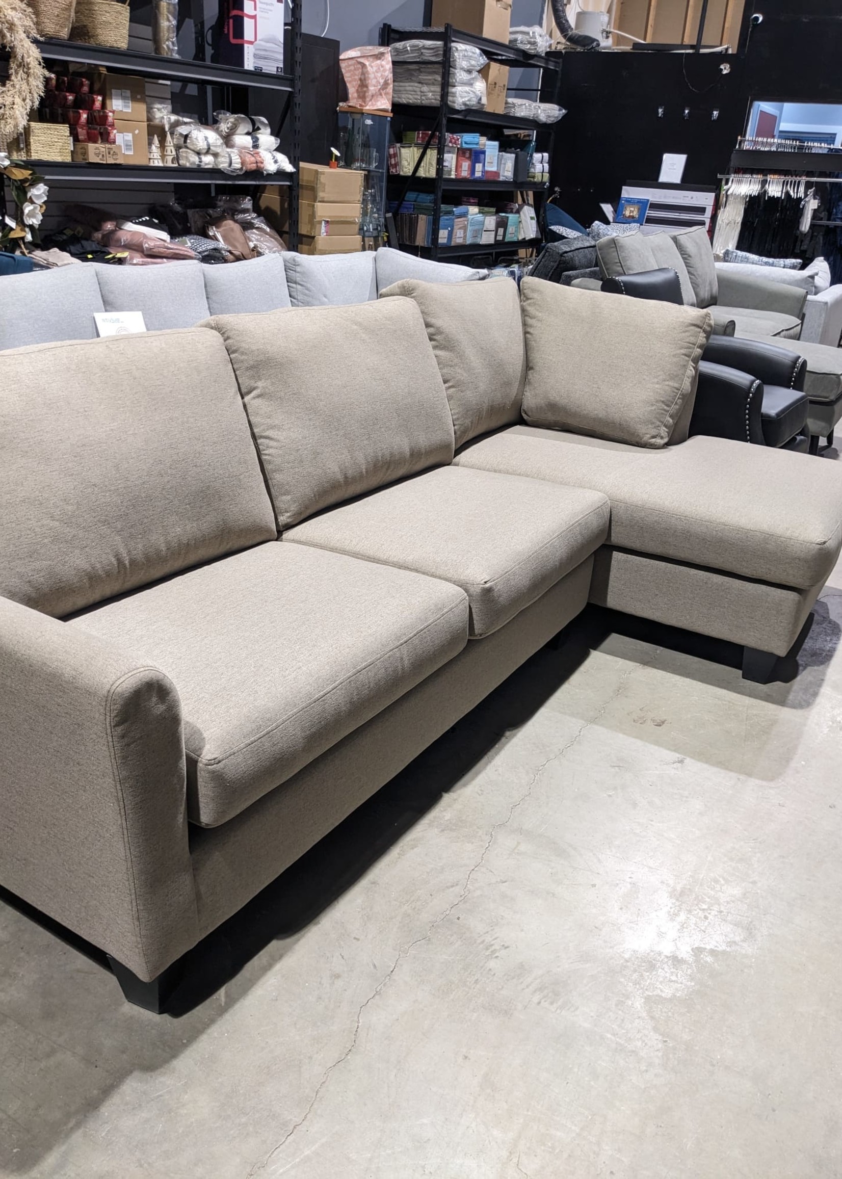 The Morinville 2 piece Sectional. Tan Color. 105x60. Made in Calgary