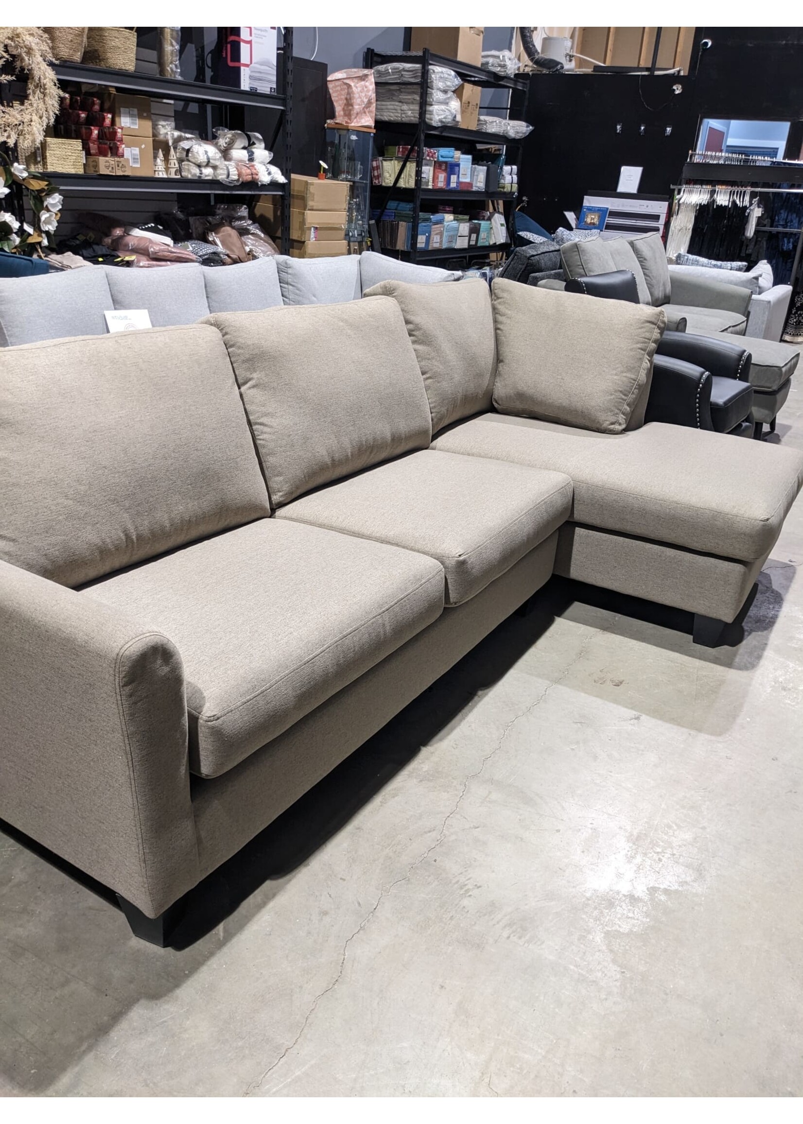 The Morinville 2 piece Sectional. Tan Color. 105x60. Made in Calgary