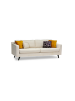 Anson Sofa Stardust Ivory - DEFENDER fabric. Espresso Finish 90inch wide by 38inch deep