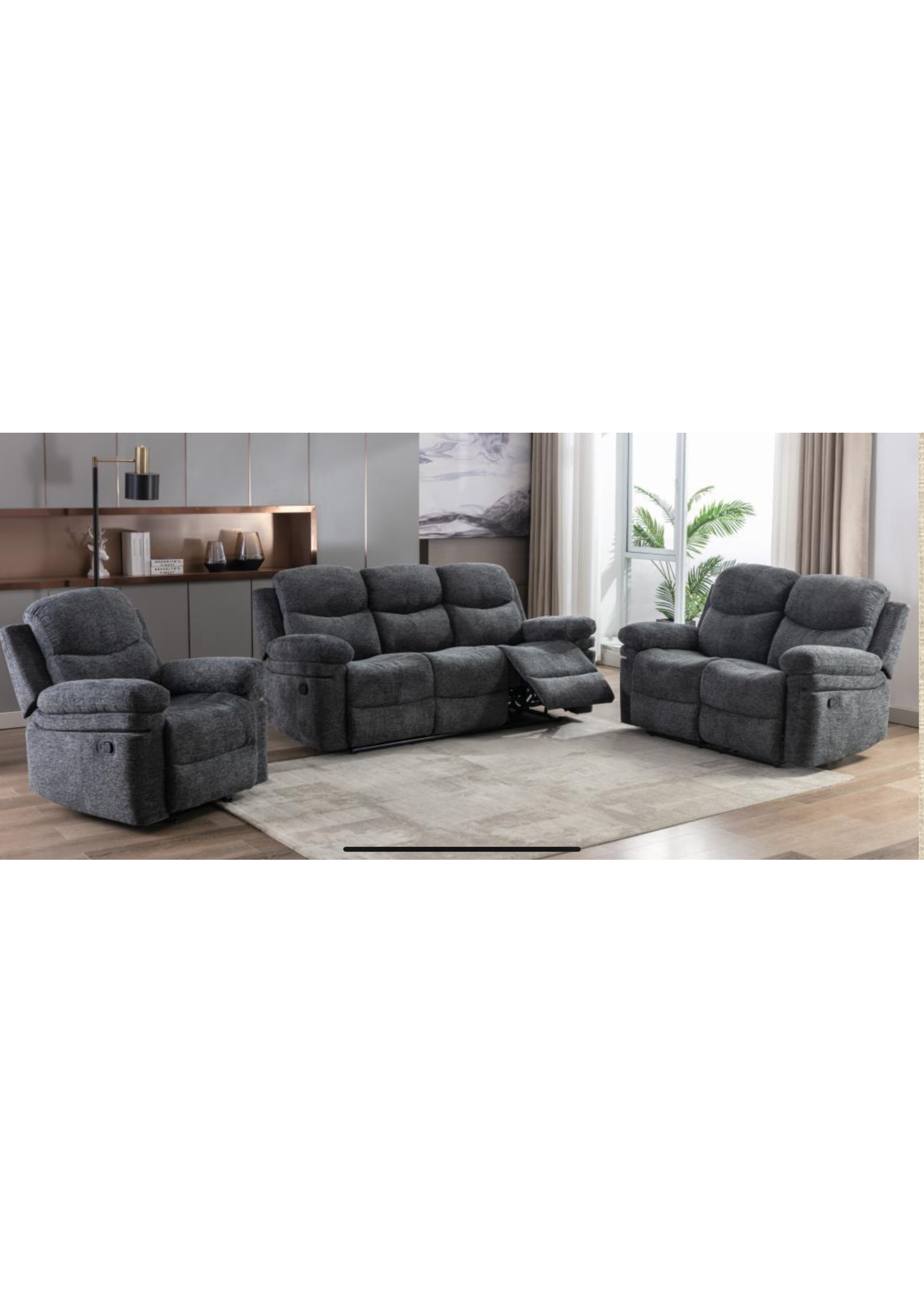 Aidan Reclining Chair  37X37.4X40.5 Cheneille Charcoal