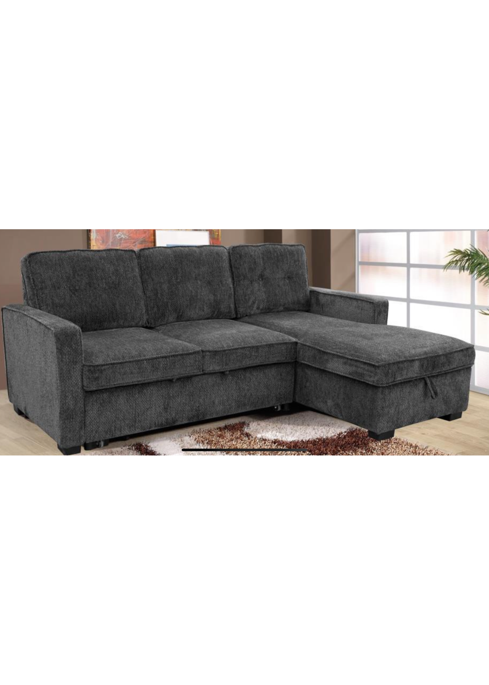Carlton Reversible Sectional 89" by 58" Storage in chaise