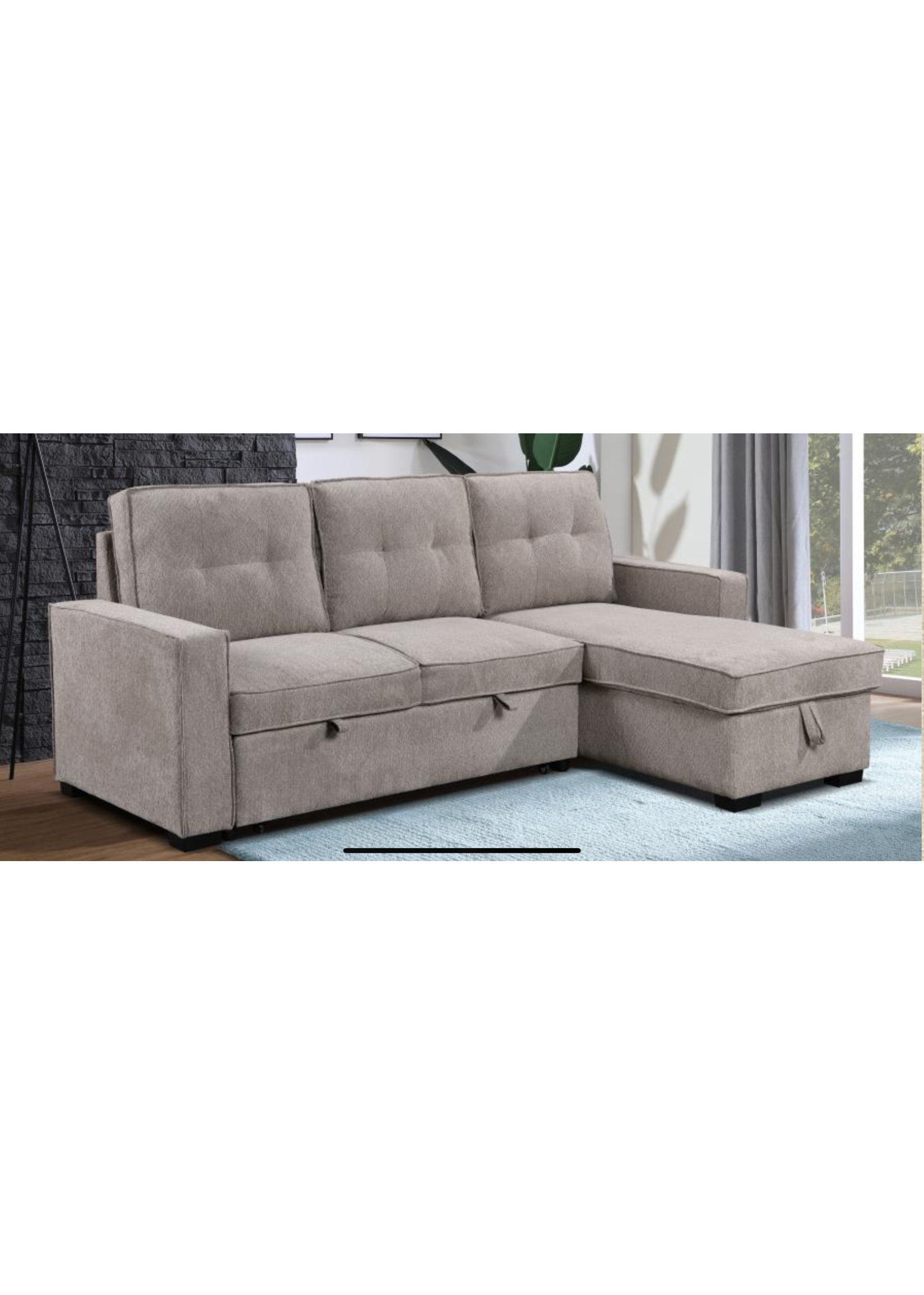 Carlton Reversible Sectional 89" by 58" Storage in chaise Egyptian Grey