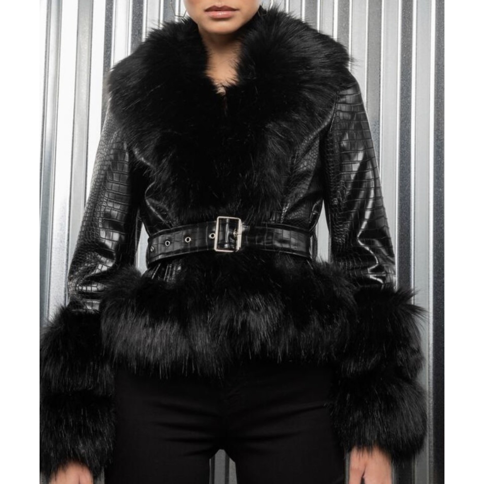 Black Faux Fur - She's Fashionable