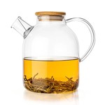 Tealyra Large Glass Teapot and Kettle with Bamboo Lid 60o - Stove-Top Safe  - by TeaLyra