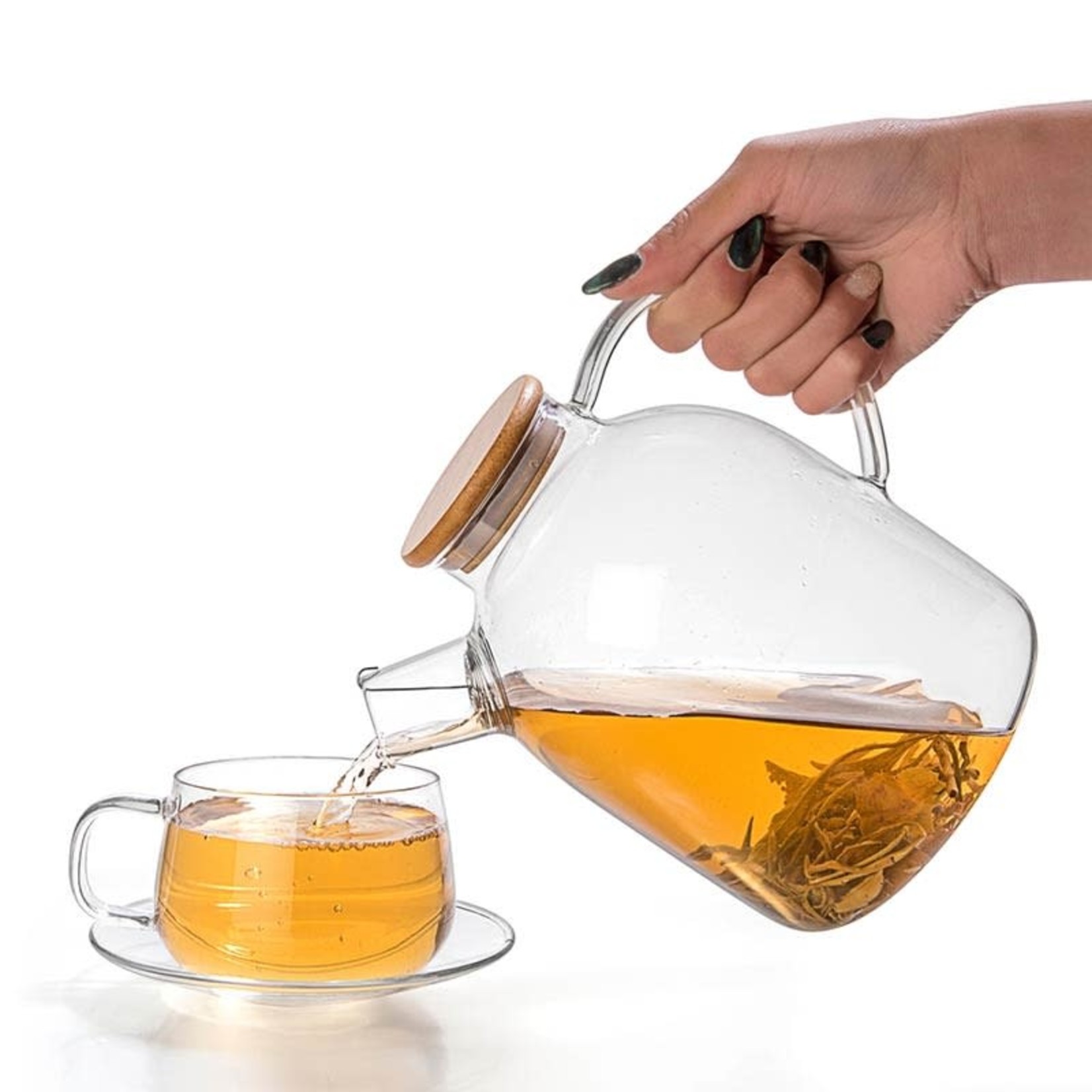 Tealyra Large Glass Teapot and Kettle with Bamboo Lid 60oz - Stove-Top Safe  - by TeaLyra