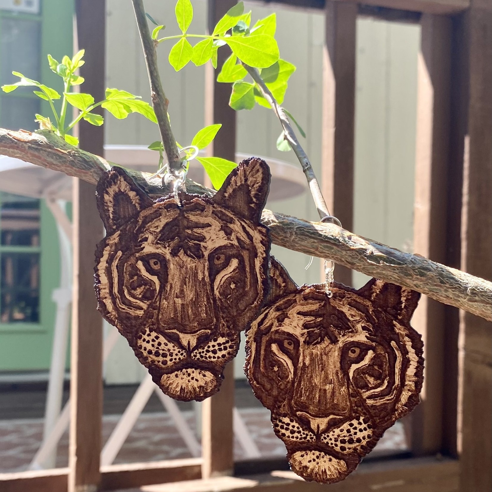 Fox Dress Clothing Carved Wooden Earrings by Fox Dress Clothing